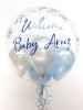 Personalised confetti balloon in a box, blue and silver