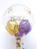 Personalised confetti balloon in a box, lilac and gold