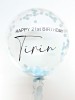 Personalised paper confetti balloon in a box, blue and white