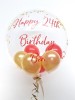 Personalised confetti balloon in a box, gold and red glitz