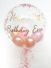Personalised confetti balloon in a box, rose gold and pink