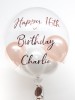 Personalised balloon in a box, rose gold and white