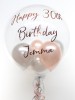 Personalised balloon in a box, rose gold and silver with rose gold text
