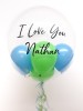 Personalised balloon in a box, blue and green