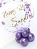 Table centrepiece, personalised balloon in a box. Lilac and purple.