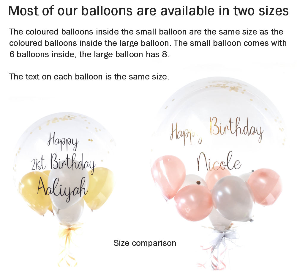 Two sizes of bubble balloon