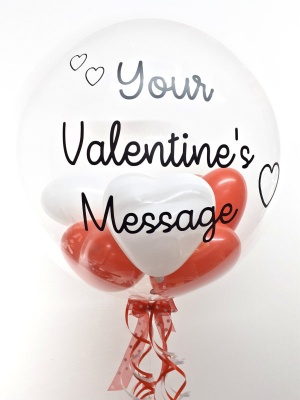 Personalised Valentines balloon, red and white