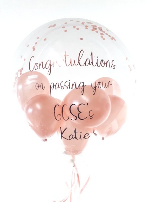 Personalised Congratulations balloon in rose gold