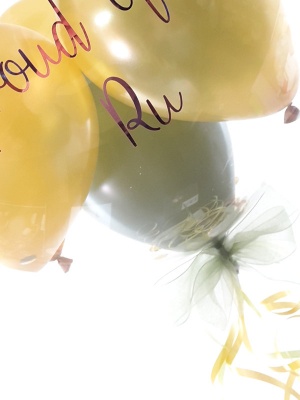 Personalised Congratulations balloon in gold and eucalyptus