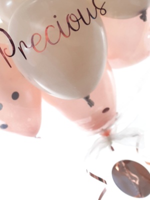 Personalised Congratulations balloon in rose gold and white sand