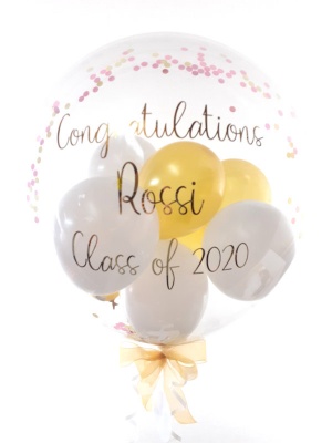Personalised Congratulations balloon in gold and white