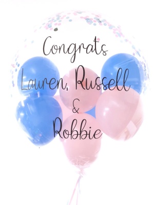 Personalised Congratulations balloon in pink and blue