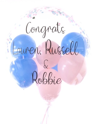 Personalised Congratulations balloon in pink and blue