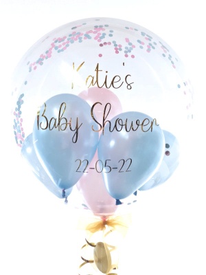 Baby shower balloon pink and blue, personalised