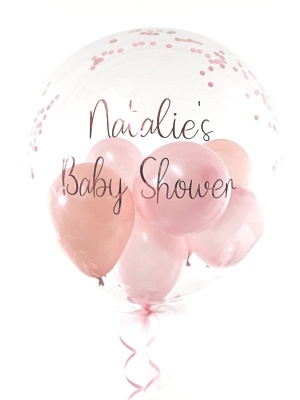 Baby shower balloon rose gold and pink, personalised