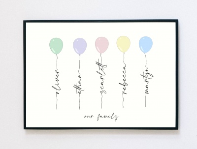 Personalised Family Balloon Print