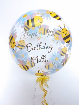 Personalised bumble bee bubble balloon
