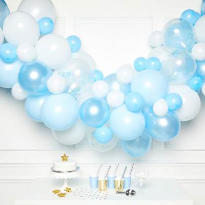 Confetti balloon garland kit - blue and white