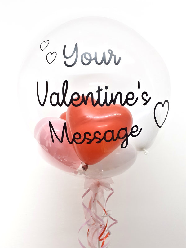 Personalised Valentines balloon, red, white and pink