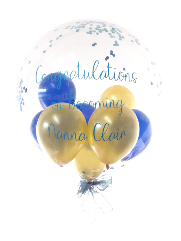 Personalised Congratulations balloon in gold and blue