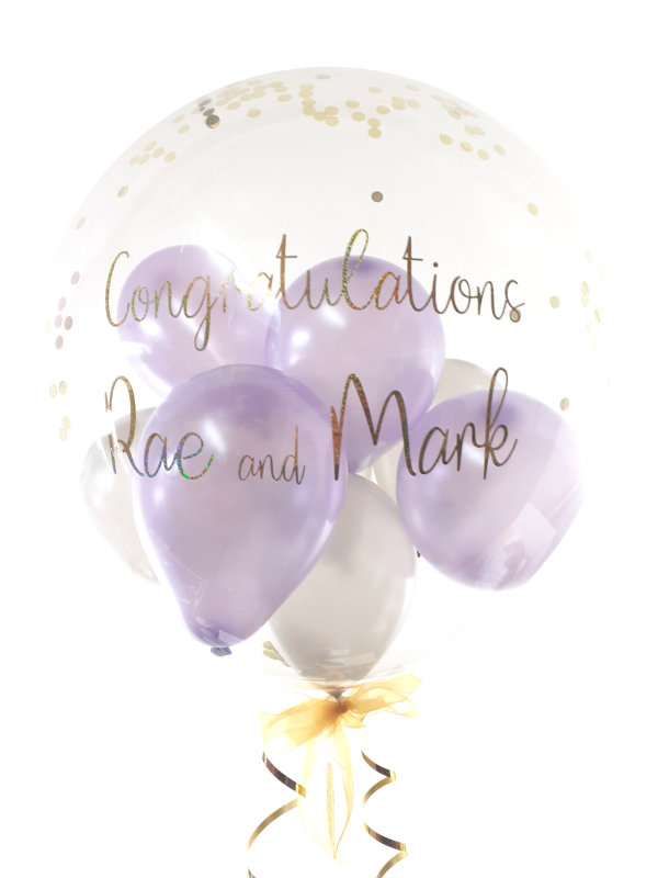 Personalised Congratulations balloon in lilac and silver