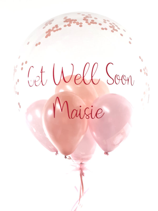 Personalised Get Well Soon balloon, rose gold and pink