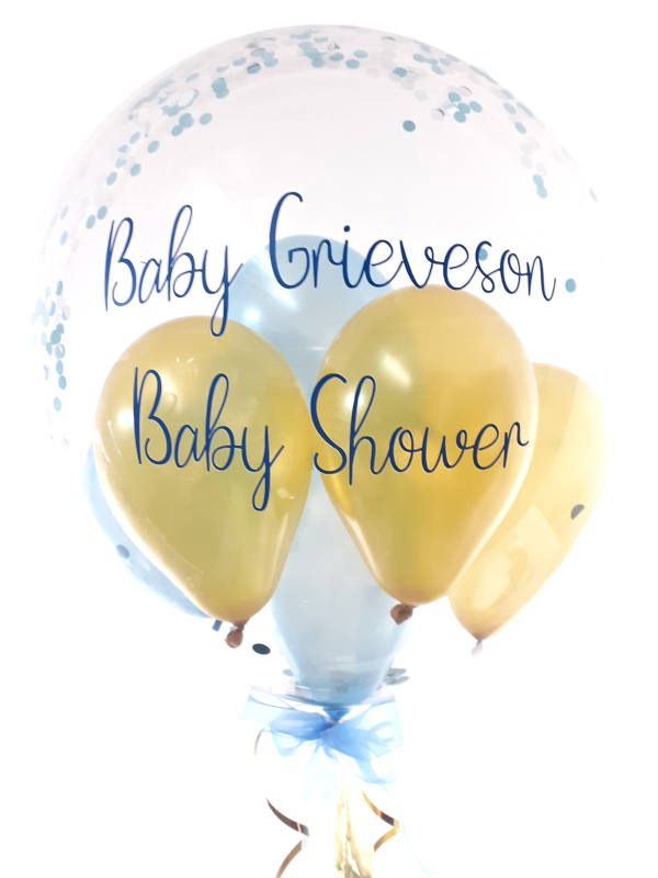 Personalised baby shower balloon in a box