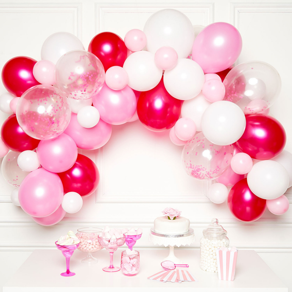 Confetti balloon garland kit - pink and white