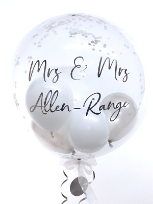 Personalised Just Married, Bridesmaid, Maid of Honour, Wedding balloon in a box