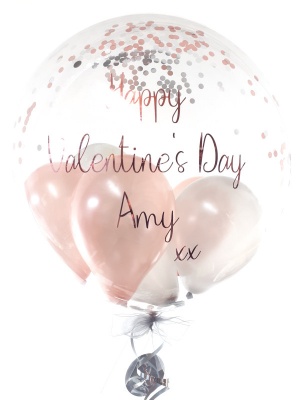 Personalised Valentines balloon, rose gold, silver